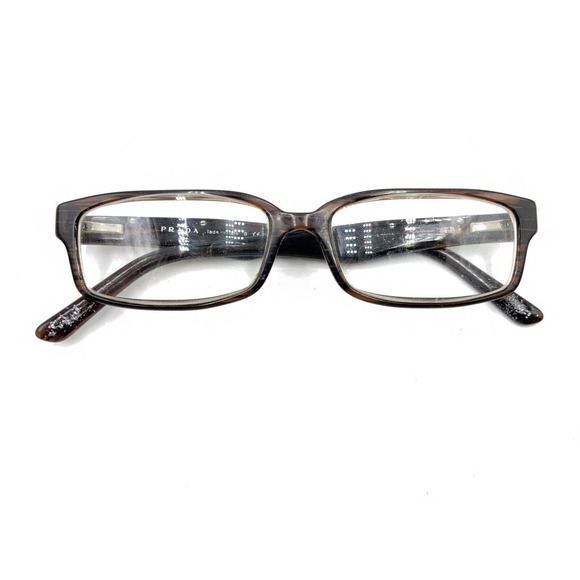 Prada VPR 01M Brown Striped Silver Rectangle Eyeglasses Frames 52-15 140 Italy - Picture 12 of 12